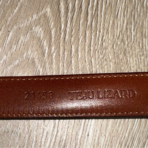 Vintage Crookhorn Davis Men’s Teju Lizard Skin Belt Calf Leather Solid Preppy - Picture 3 of 8